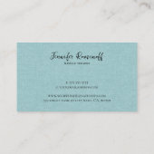 Carte De Visite Texture de lin bleu-vert Imprimer la typographie n (Dos)