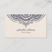 Carte De Visite Texture de lin de crème claire avec manada bleu ma (Devant)