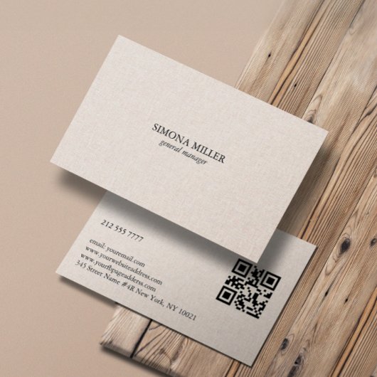 Carte De Visite Texture de lin naturel
