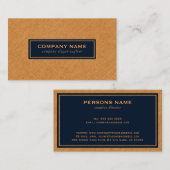 Carte De Visite Texture de lin orange et Arrière - plan bleu (Devant / Derrière)