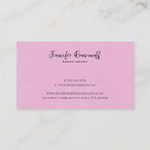 Carte De Visite Texture de lin rose clair Imprimer la typographie (Dos)