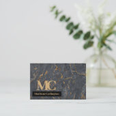 Carte De Visite Texture de marbre doré et gris (Debout devant)