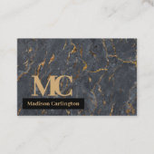 Carte De Visite Texture de marbre doré et gris (Devant)