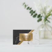 Carte De Visite Texture de marbre et or (Debout devant)