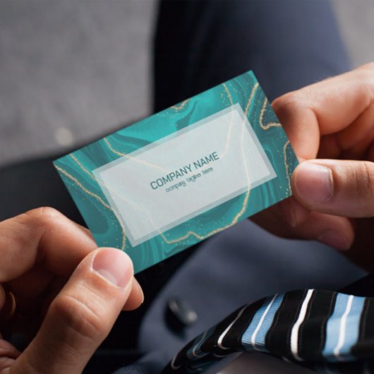 Carte De Visite Texture de marbre liquide turquoise