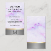 Carte De Visite Texture de marbre mauve Argent Or Métallure (Devant / Derrière)