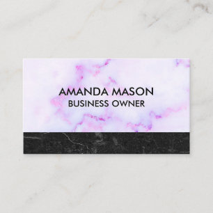 Carte De Visite Texture de marbre pourpre Marque d'ardoise noire