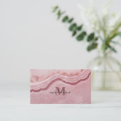 Carte De Visite Texture de marbre rose Élégant (Debout devant)