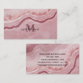 Carte De Visite Texture de marbre rose Élégant (Devant / Derrière)