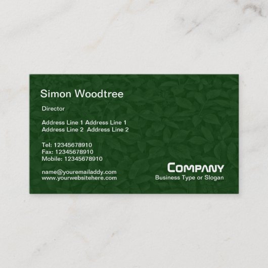Carte De Visite Texture de sous-croissance feuillue - Vert foncé (Devant)