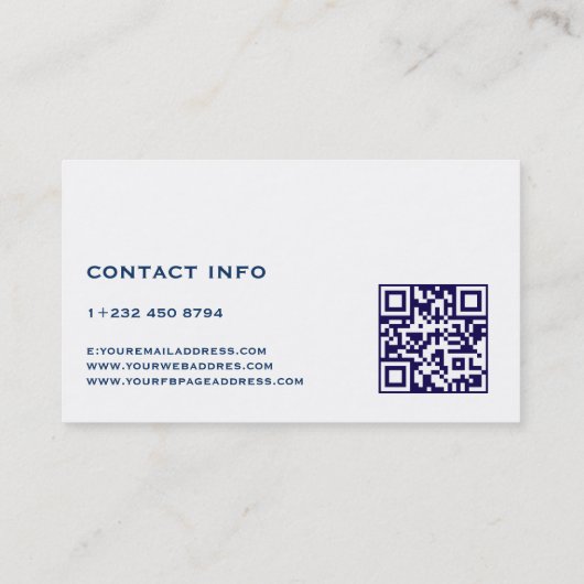 Carte De Visite Texture de tissu de denim bleu QR Code (Dos)