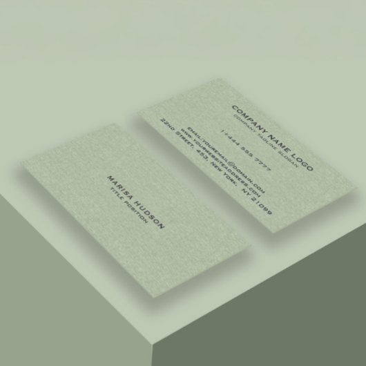 Carte De Visite Texture de tissu de lin vert clair