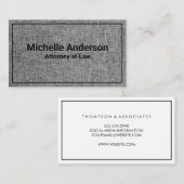 Carte De Visite Texture de tissu gris | Bordure noire (Devant / Derrière)