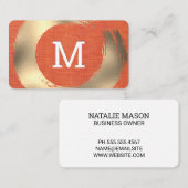 Carte De Visite Texture de tissu orange | Or brossé (Devant / Derrière)