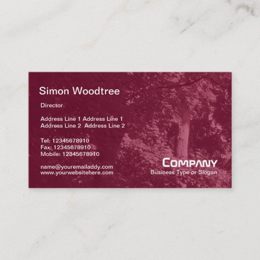 Carte De Visite Texture des arbres - Maroon de Crimson (Devant)