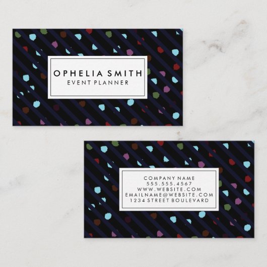 Carte De Visite Texture des bandes et des points chic (Devant / Derrière)