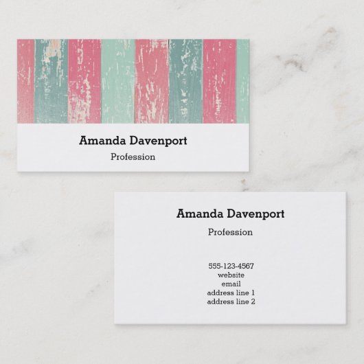 Carte De Visite Texture des rayures rose et vert (Devant / Derrière)