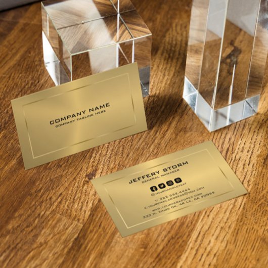 Carte De Visite Texture d'or métallique moderne Typographie noire