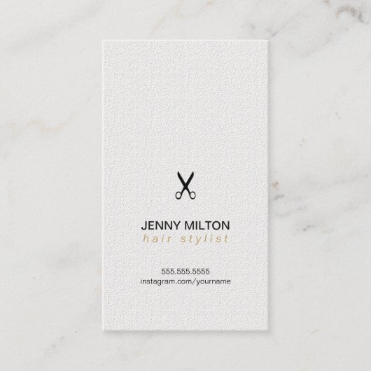 Carte De Visite Texture élégante Blanc Ciseaux Noirs Ciseaux Cheve (Devant)