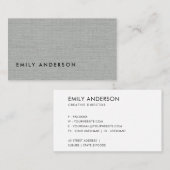 CARTE DE VISITE TEXTURE ÉLÉGANTE EN TISSU GRAY CLAIR MINIMAL (Devant / Derrière)