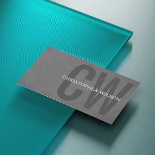 Carte De Visite Texture élégante Gris Gras Monogramme Consultant