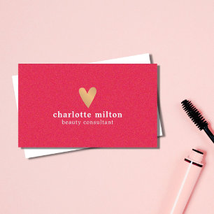 Carte De Visite Texture élégante Pink Gold Heart Beauty Consultant