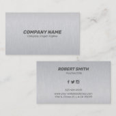 Carte De Visite Texture en aluminium brossé gris clair (Devant / Derrière)