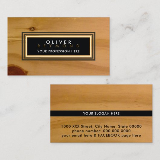 Carte De Visite texture en bois clair moderne classique profession (Devant / Derrière)