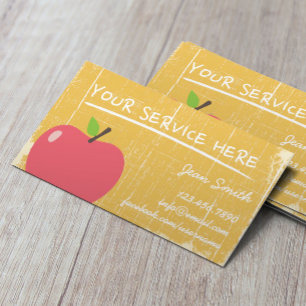 Carte De Visite Texture en bois d'or grunge et grand Apple