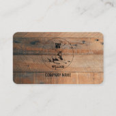 Carte De Visite Texture en bois rustique et monogramme de cerf Cod (Devant)