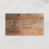 Carte De Visite Texture en bois rustique et monogramme de cerfs su (Dos)