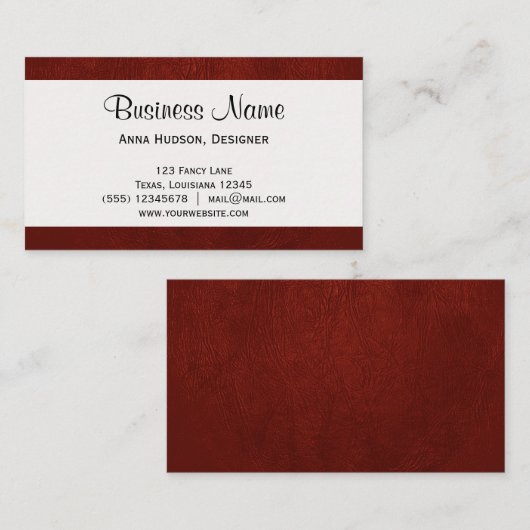 Carte De Visite Texture en cuir, arrière - plan en cuir - rouge (Devant / Derrière)