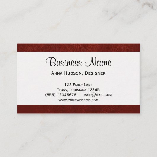 Carte De Visite Texture en cuir, arrière - plan en cuir - rouge (Devant)