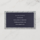 Carte De Visite Texture en cuir | Bordure en acier métallique (Dos)
