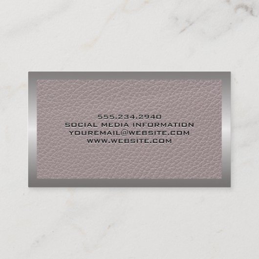 Carte De Visite Texture en cuir | Bordure métallique (Dos)