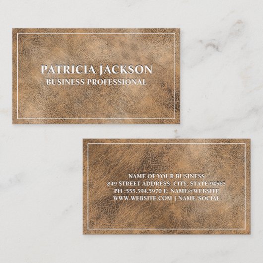 Carte De Visite Texture en cuir Brown (Devant / Derrière)