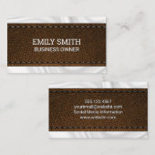 Carte De Visite Texture en Cuir Brown | Draperie de soie (Devant / Derrière)