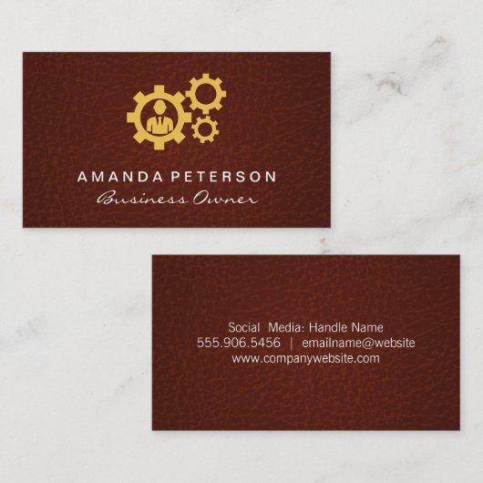 Carte De Visite Texture en cuir | Engins (Devant / Derrière)