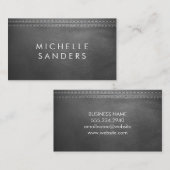 Carte De Visite Texture en cuir gris | Double pointillé (Devant / Derrière)