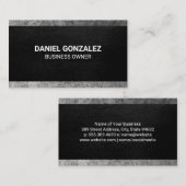 Carte De Visite Texture en cuir noir | Ajustement Gris Gris (Devant / Derrière)
