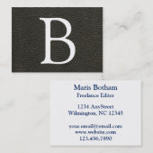 Carte De Visite Texture en cuir noire de Faux (Devant / Derrière)