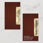 Carte De Visite Texture en cuir riche | Géométrique Gold Foil (Devant / Derrière)