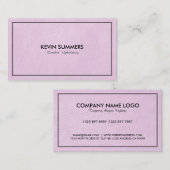 Carte De Visite Texture en cuir rose clair simple Cadre noir (Devant / Derrière)