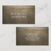 Carte De Visite Texture en cuir Sepia | Double pointillé (Devant / Derrière)