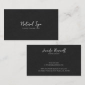 Carte De Visite Texture en lin noir Imprimer Typographie blanche (Devant / Derrière)
