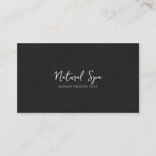 Carte De Visite Texture en lin noir Imprimer Typographie blanche (Devant)