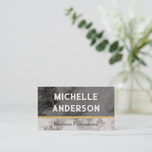 Carte De Visite Texture en marbre noir blanc (Debout devant)