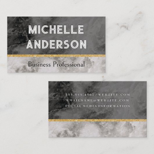 Carte De Visite Texture en marbre noir blanc (Devant / Derrière)