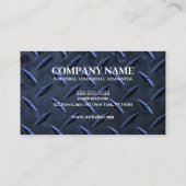 Carte De Visite Texture en métal bleu Travailleur de construction  (Dos)