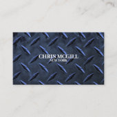 Carte De Visite Texture en métal bleu Travailleur de construction  (Devant)